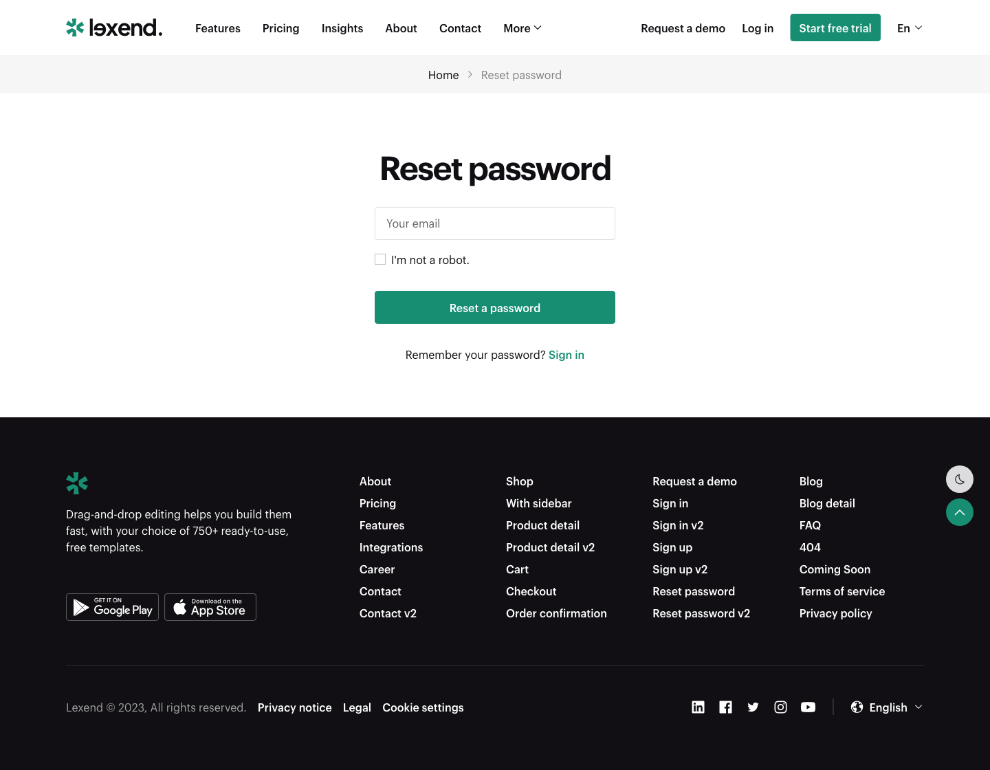 Reset password v2